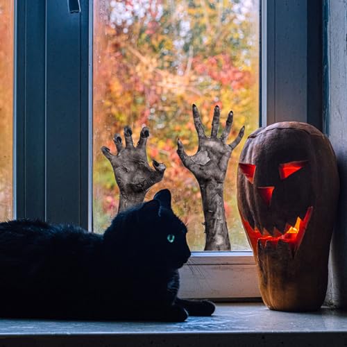 Halloween Ghost Hand Window Decals - Reusable 3D Horror Wall Stickers