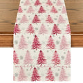 Artoid Mode Christmas Tree Table Runner 13 x 72 Inch Pink Holiday Decor