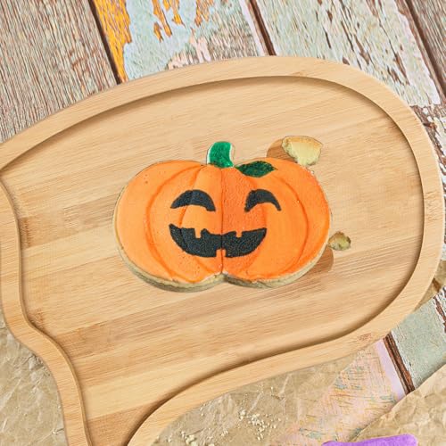 Halloween Pumpkin & Ghost Serving Trays - Bamboo Cheese Platter Set, 2 Pieces
