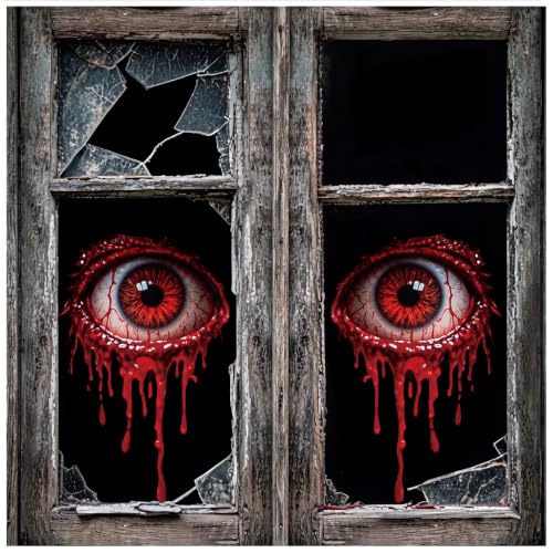 Halloween Blood Eye Window Clings - Spooky Web Design for Party Decor