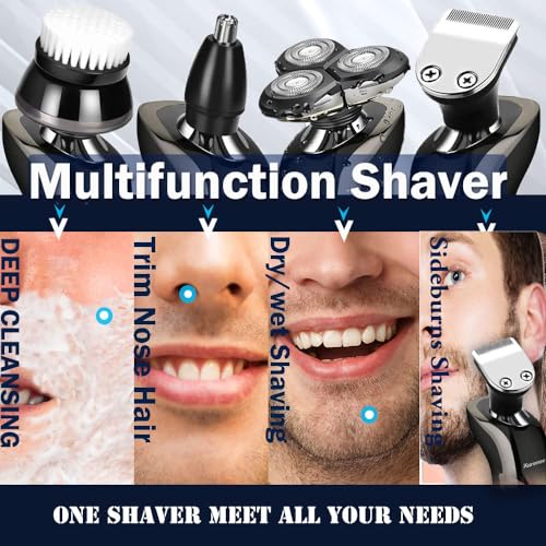 Kurener Electric Razor for Men 1250 Series Waterproof Shaver with Multi-Function Heads