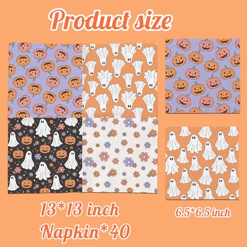 Halloween Paper Napkins 50Pcs Ghost Pumpkin Party Supplies for Kids & Adults