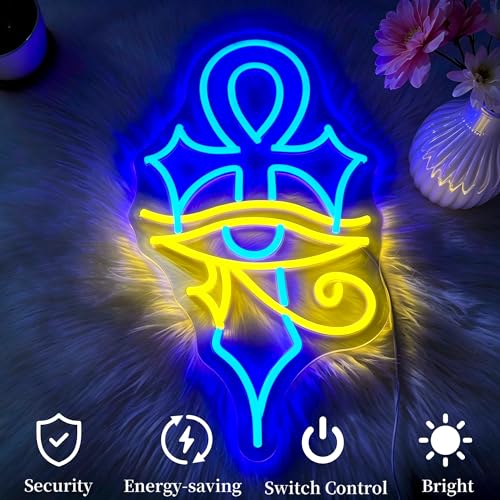 Cross Evil Eye Neon Sign LED Wall Decor Lights - Wall Art & Party Lighting - Variation: Cross Eye