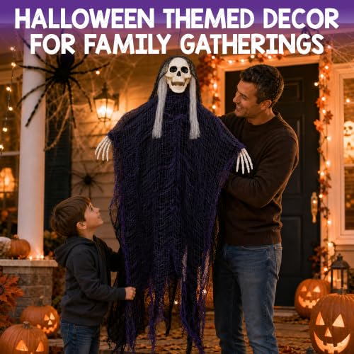 Halloween Hanging Skeleton Ghost Decorations Grim Reapers Set - Indoor Outdoor Spooky Decor