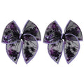 Halloween Spider Shaker Hair Clips - Black & Purple Mesh Bow with Alligator Clips - Variation D