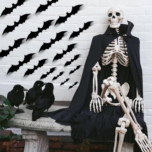 Halloween Bat Wall Stickers Set - 120 PVC Removable Indoor Outdoor Decor