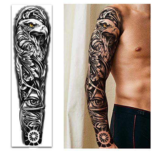 Full Arm Temporary Tattoos 8 Sheets Waterproof Large Shoulder Sticker - S-Lion Variation