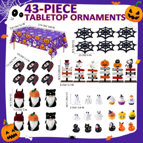 Halloween Party Decorations 43pcs Table Centerpieces Set with Plush & Wood Accents