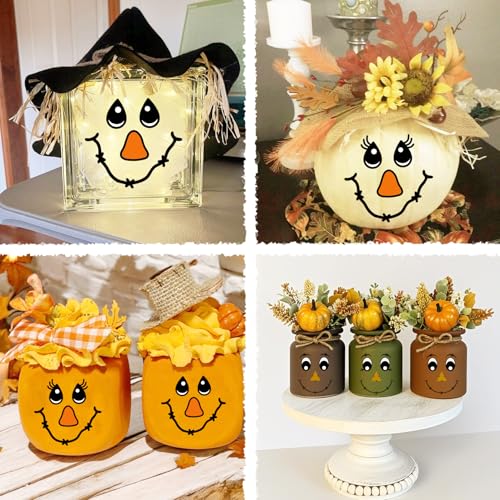 Fall Scarecrow Face Stickers Vinyl Decals for Crafts and Decorations - 24 Pieces