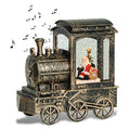 Christmas Snow Globe Lantern Train Water Swirling Glitter with Timer & Music - Santa Scene - Copper - Variation LR