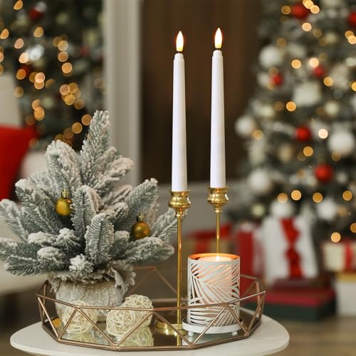 50 Pcs Flameless Taper Candles Bulk Battery Operated 8.5 Inch - White