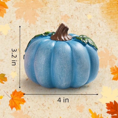 Fall Pumpkin Decorations Set of 3 - Resin Pumpkins with Vines & Leaves