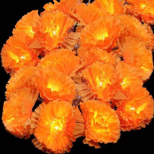 3 Pack LED Marigold Garland String Lights - 10 Ft 20 LEDs for Day of the Dead Halloween Diwali