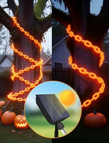 Orange Solar Halloween String Lights - 175 LED 10.5 FT with Remote & Timer