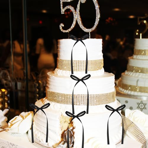 30Pcs Black Ribbon Cake Toppers for Halloween & Party Decorations - Bow Cake Decor