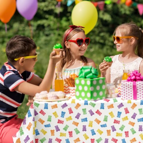 Colorful Candy Land Gummy Bear Tablecloths - Party Decorations, 2 Pack