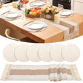 Ivory Boho Placemat and Table Runner Set - Farmhouse Style, 15" & 72" Variation 7