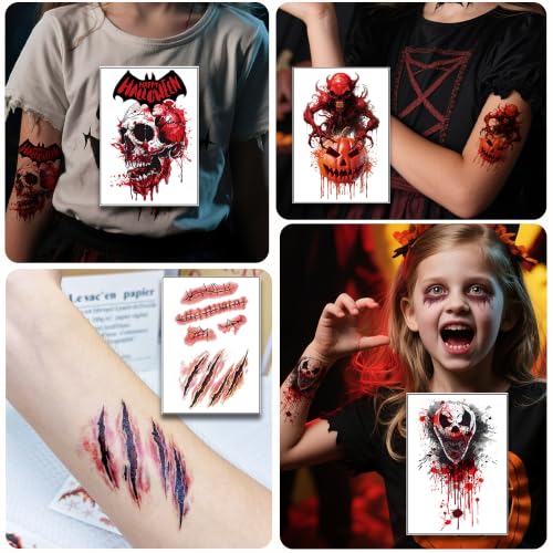 Halloween Zombie SFX Makeup Scar Tattoos - 30 Sheets with Variation of This Listing
