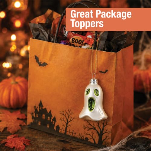 Halloween Glass Ornaments Set - 12 Hand Painted Holiday Decorations, Witch, Ghost & Jack O Lantern - Variation of THIS listing