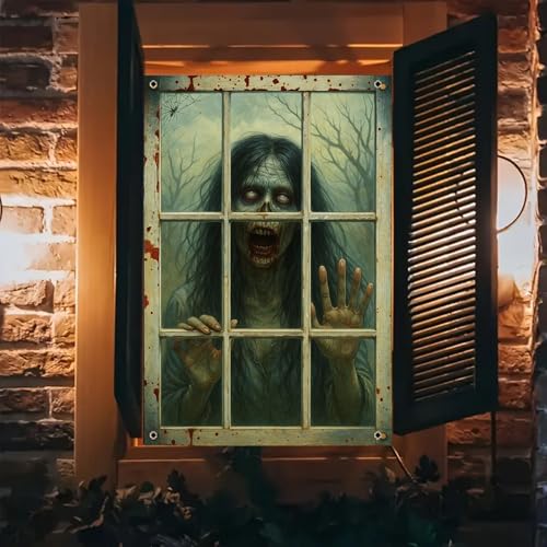 Halloween Zombie Window Cover - 31x47 Inch Polyester Decor - Colorful#3