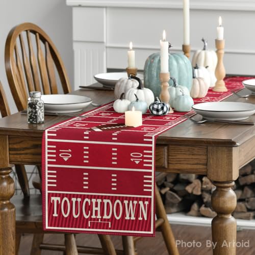 American Football Table Runner - Red Touch Down 13x72 Inch for Home & Party Decor