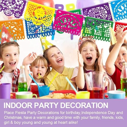 Multicolor Dia De Los Muertos Mexican Party Decorations - 6 PCS Papel Picado Banner Set
