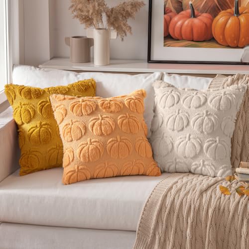 MIULEE Fall Pumpkin Pillow Covers 24x24 Inch Set of 2 Beige Autumn Decor
