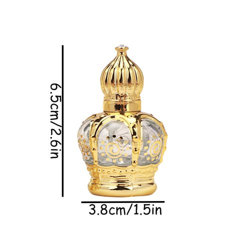 Alunsito 6Pcs Vintage Glass Roller Bottles 15ml Empty Perfume Roller Container with Crown Cap Mini Essential Oil Sample Vials Bottles for Cosmetic Skincare Liquid