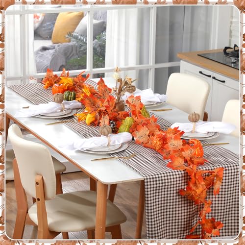 Remerry Fall Thanksgiving Napkin Rings Set of 24 Pumpkin Holders with Burlap & Cloth Variation of Natural Color