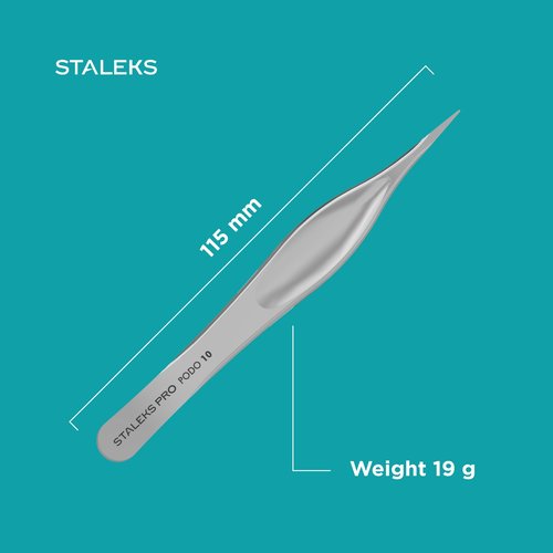 Staleks PODO 10 Podology Splinter Tweezers – Long Thin Working Part – Ideal for Ingrown Nail Removal, Calluses, and Foreign Body Extraction