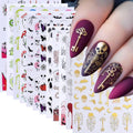 Halloween Nail Stickers Set - Halloween Designs, 12 Sheets, 3D Self-Adhesive Nails Decorations