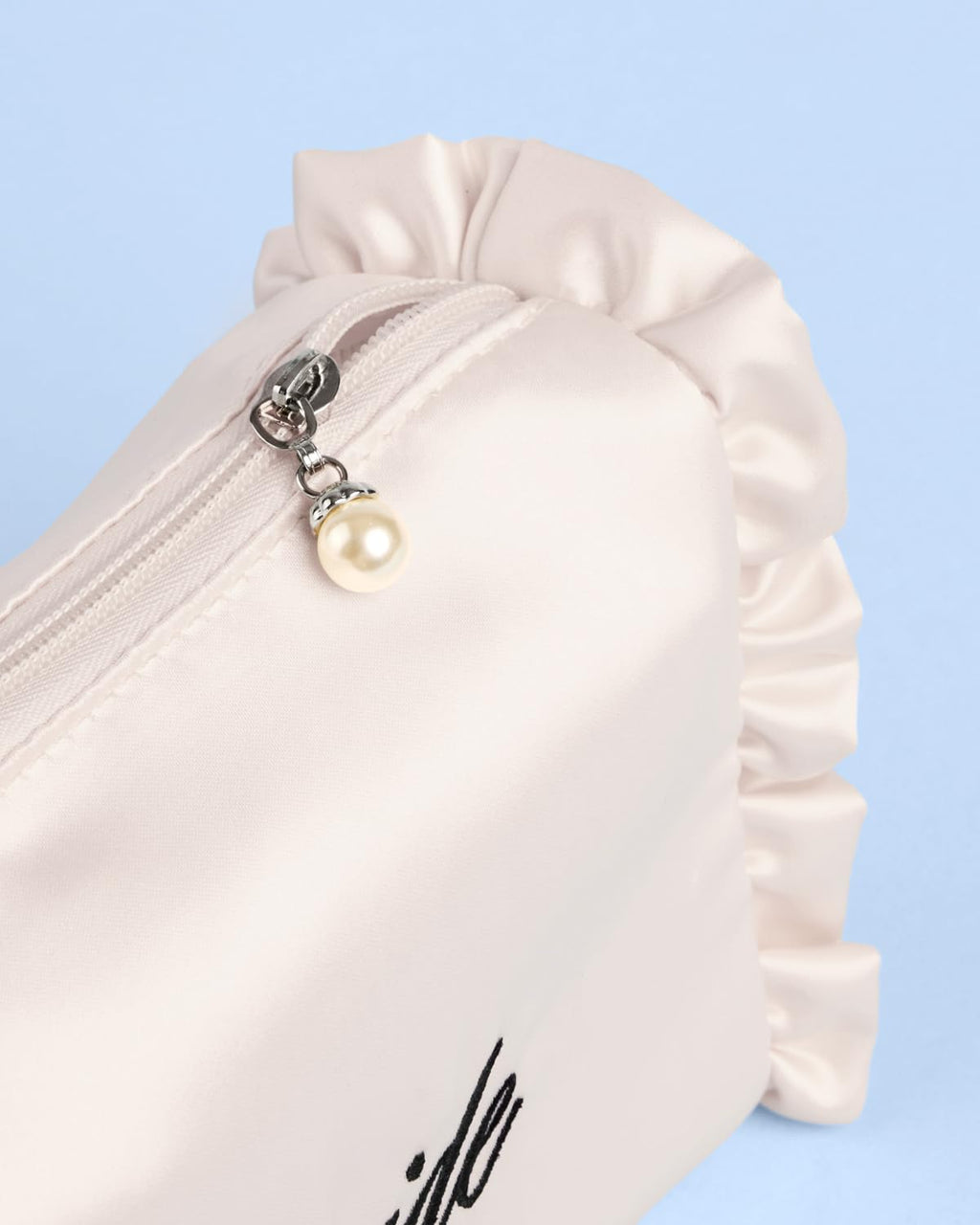 xo, Fetti Satin Bride Cosmetic Bag | Bachelorette Party Decorations, Bride To Be Purse, Bridal Shower Accessory, GRWM Makeup Bag