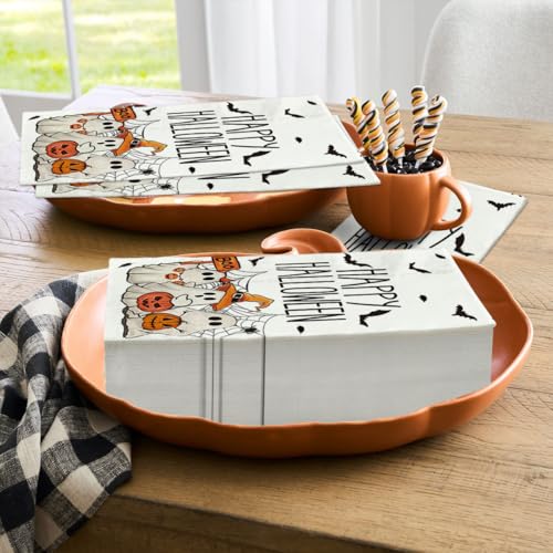 Halloween Paper Napkins Ghost Bat Spider Web White 100Pcs - Party Decor