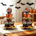 Halloween 3-Tier Paper Cupcake Stand - Multicolor Spooky Dessert Display Rack, 17 Inch