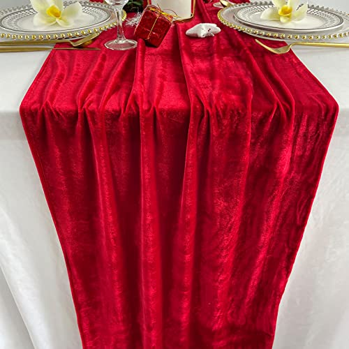 Red Velvet Table Runner 20x120 Inch Wedding Reception Decor - EHLDekol