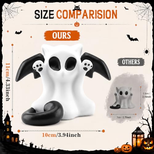 Halloween Ghost Cat Figurine - 4.33 Inch Resin Cat Statue for Home Decor