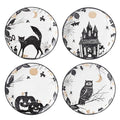 Halloween Accent Plates Set of 4 - Spooky 8-Inch Porcelain Appetizer Plates - Haunted Halloween Decor