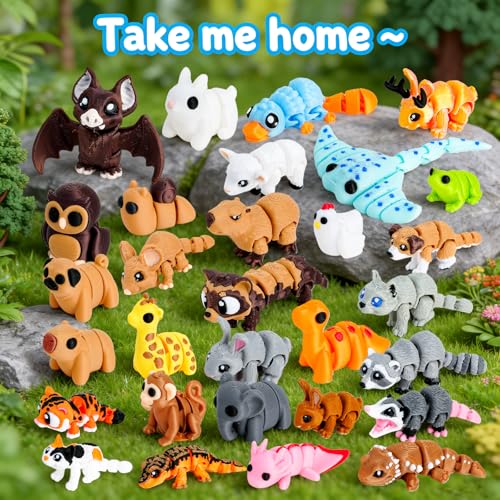 Mini 3D Printed Animal Statues Set - Movable Joints, Realistic Collectible Figurines, Animal-2 Variation
