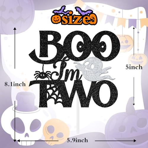 Halloween Baby's 2nd Birthday Cake Topper Boo I'm Two Spooky Ghost Bat Decor