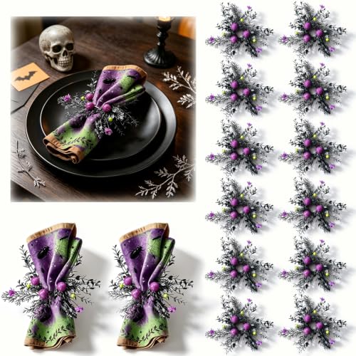 Halloween Spooky Beetle Spider Napkin Rings Set of 12 - Gothic Table Decor
