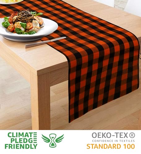 Urban Villa Halloween Checks Cotton Table Runner 14x72 - Heavier Quality