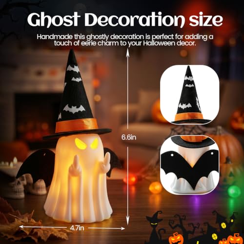 Spooky Halloween Ghost Figurine Indoor Decor - Hand-Painted Resin Statue, 4.7x6.6 Inches