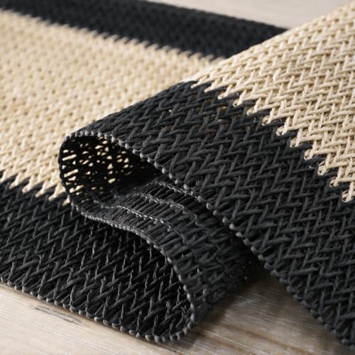 Black Farmhouse Paper Braided Table Runner - 12x72 Inch Seasonal Halloween Decor