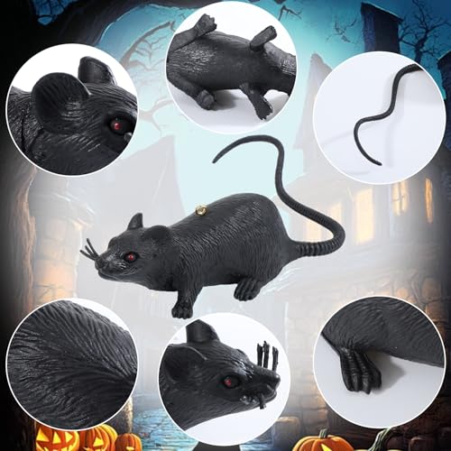 Fake Rat Ornaments Set - Realistic Plastic Mice for Halloween & Party Decor