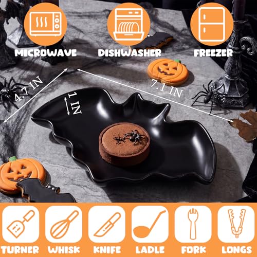 Bat Shaped Ceramic Spoon Rest - Gothic Kitchen Counter Decor, Black