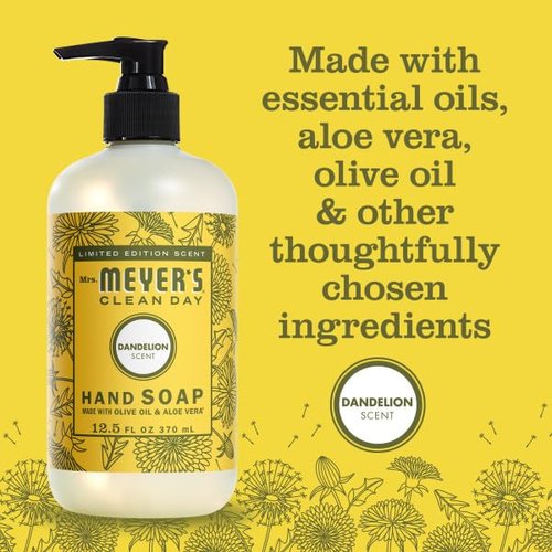 Mrs. MEYER'S CLEAN DAY Liquid Hand Soap Scent, 12.5 Fl Oz (Pack of 6) (Dandelion)