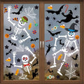 Halloween Skeleton Window Clings - White Skull Wall Decals for Haunted House Party