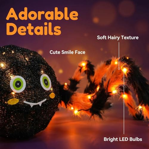 Halloween Spider with Lights 54 Inch Yard & Porch Decoration