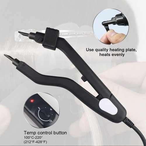 GlamorDove Profession Fusion Hair Extensions Tool Melting Heat Iron Hair Connector with Heat Shield Guards Wand for Keratin Extensions Tool for C/U/I/Flat Tip US Plug Temperature Adjustable