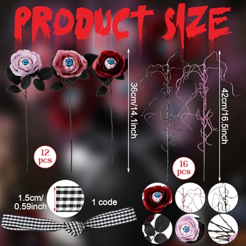 Halloween Fake Flower Picks Set - Purple, Pink & Black Decor for Tables & Vases